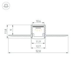 Профиль FANTOM-BENT-W12-TOP-2000 ANOD (Arlight, Алюминий) 040327(1)