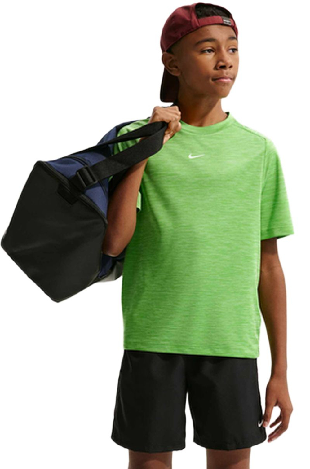 Детская футболка Nike Boys Multi Dri-FIT Short-Sleeve — mean green/light liquid lime/heather/white
