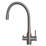 Смеситель для кухни 35k MIXLINE МЛНС-0403 (MLSS-0403) серый гиб.излив,подкл.к фильтру, п/гайку САТИН