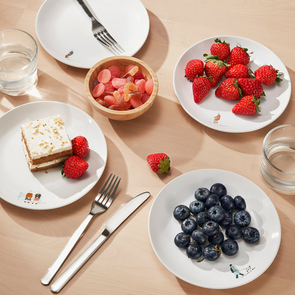 IKEA SPJUTLILJA  (ИКЕА СПЙУТЛИЛЙА)  -  Тарелка десертная, 4 шт. - с рисунком 20 см