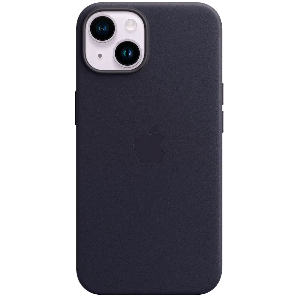 Кожаный чехол с поддержкой MagSafe Apple Leather Case для iPhone 14, Ink (Чернильный)