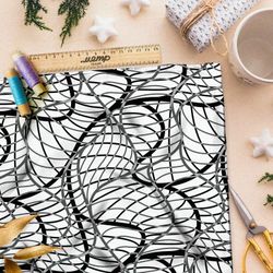 Ткань поплин потёкшая чешуя змеи на белом фоне