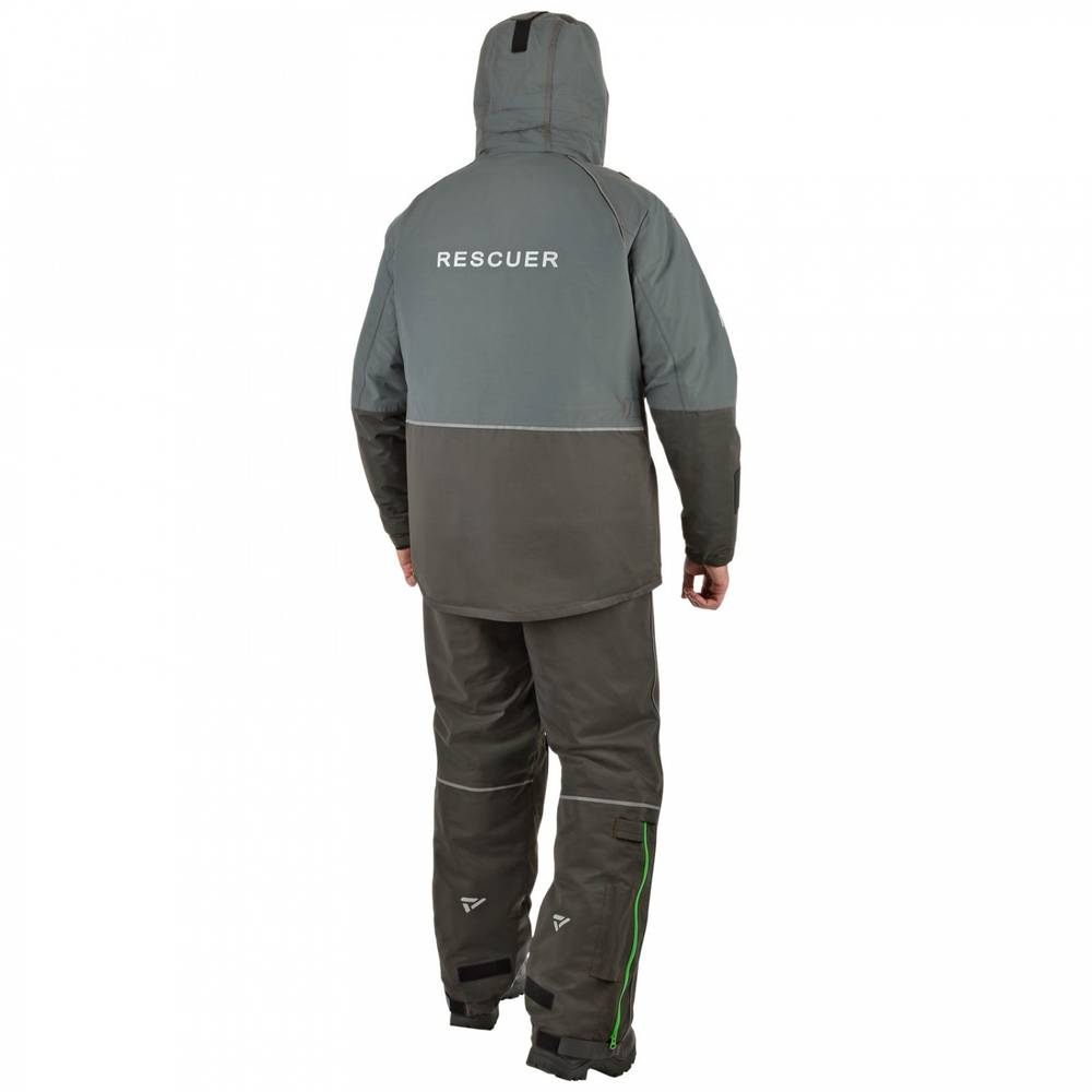Костюм-поплавок мужской зимний "Rescuer IV prosport"-45, hardguard, серый (зеленые молнии), ХСН