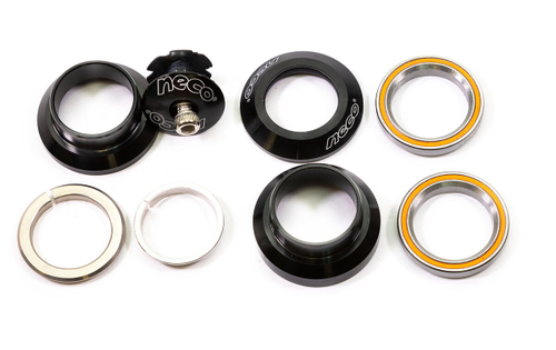 Рулевая колонка NECO, 1-1/8", б/резьбовая, п/интегрированная, EC 34/28,6  EC 34/30, подшип. 41,8x30,15x7мм x 45°-2шт, с якорем, высота 29мм, черн.
