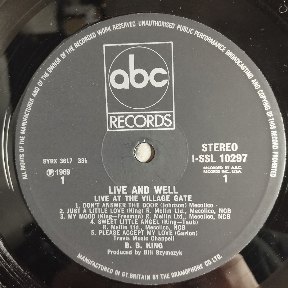 Винтажная виниловая пластинка LP B.B. King Live and Well (UK 1969)