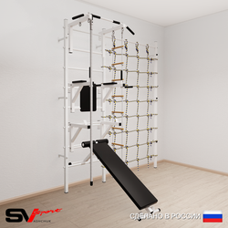 Шведская стенка Sv Sport 5950 (Турник стандарт/Брусья/Стойка/Скамья/Канат/Лестница/Канатный лаз)