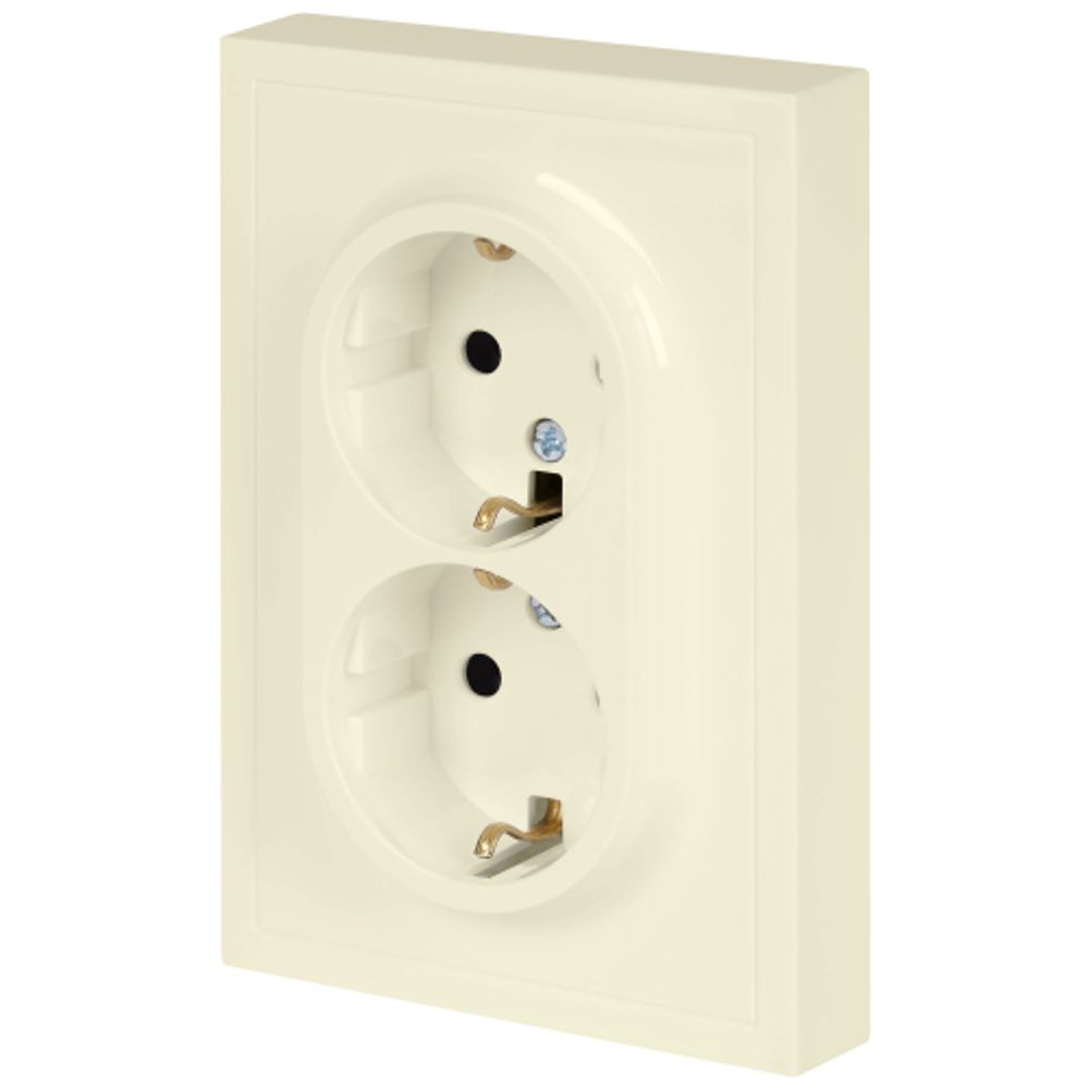 Розетка ЭРА Galaxy 15-2104-02 с заземлением двойная 2X2P+E Schuko 16А-250В IP20 слоновая кость | Эра Galaxy