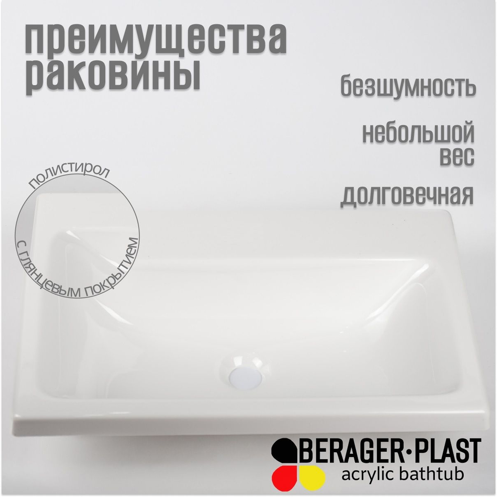 Раковина в ванную 600х400 без отверстия под смеситель