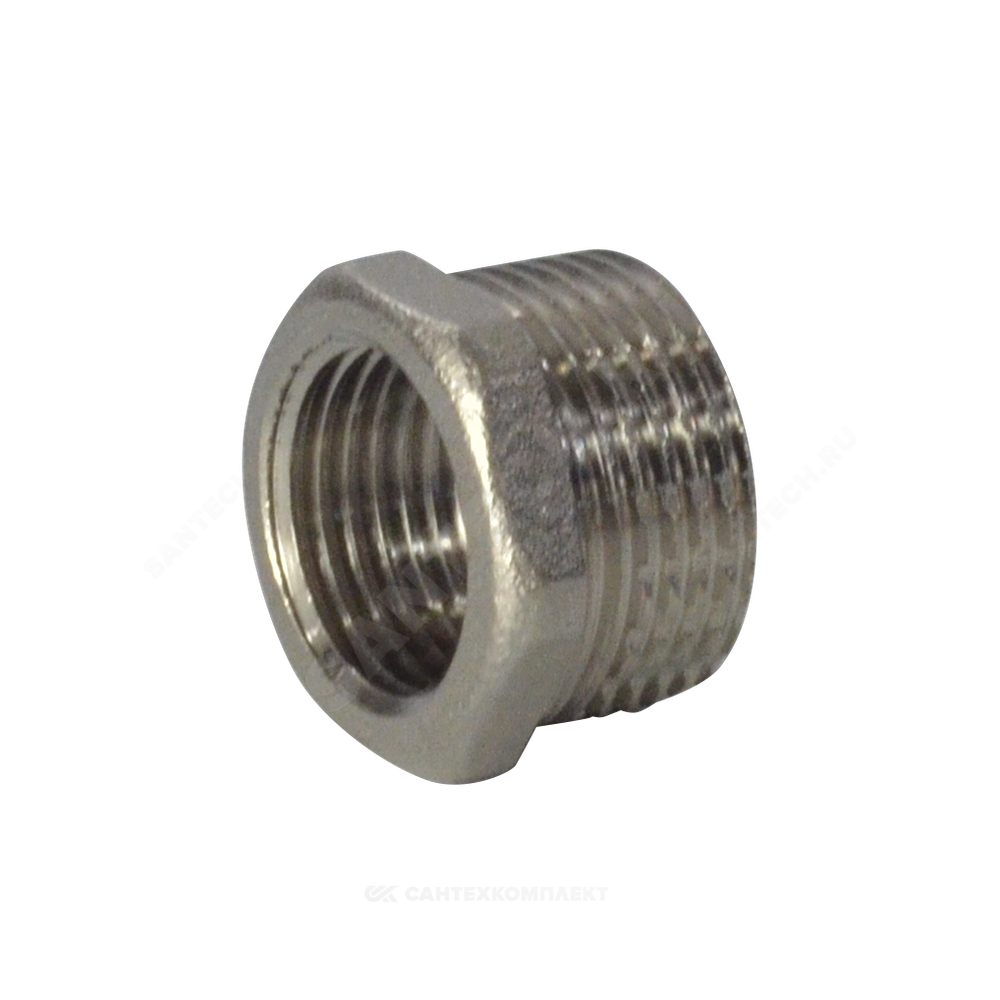 Футорка латунь никель Ду 15х10 (1/2"х3/8") НР/ВР RTP (РосТурПласт) 25121