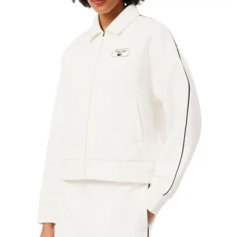 Женская Кофта теннисная Lacoste Tennis Heritage Zipped Badge Accent - white/navy blue