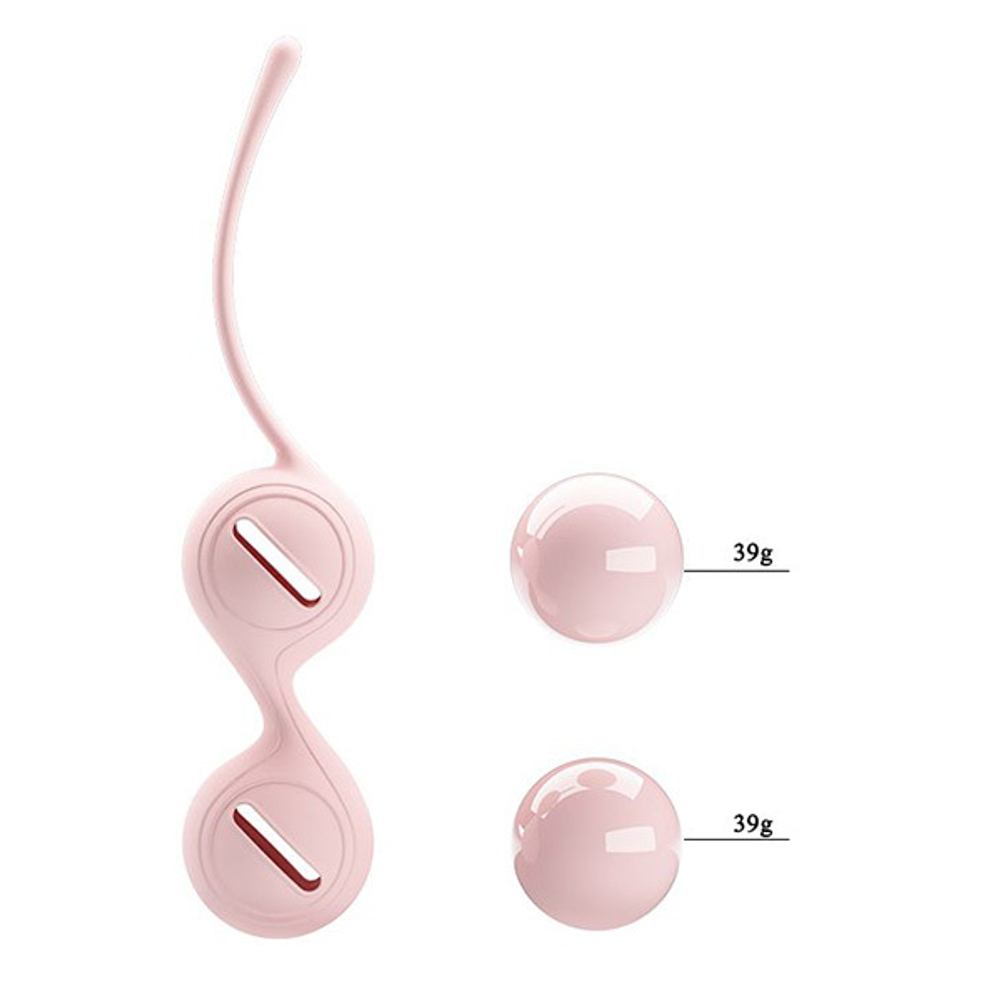 Нежно-розовые вагинальные шарики 3,3см на сцепке Pretty Love Kegel Tighten Up I BI-014490-2