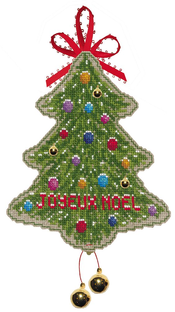 Набор для вышивания нитками Le Bonheur des Dames, елочная игрушка Sapin joyeux noel (Рождественская ель), 11х13 см