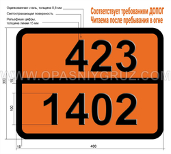 Табличка Опасный груз 423-1402 КАЛЬЦИЯ КАРБИД