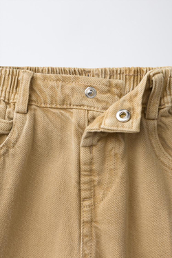 ZARA БРЮКИ BAGGY ИЗ ТВИЛА, ПЕСОЧНЫЙ
