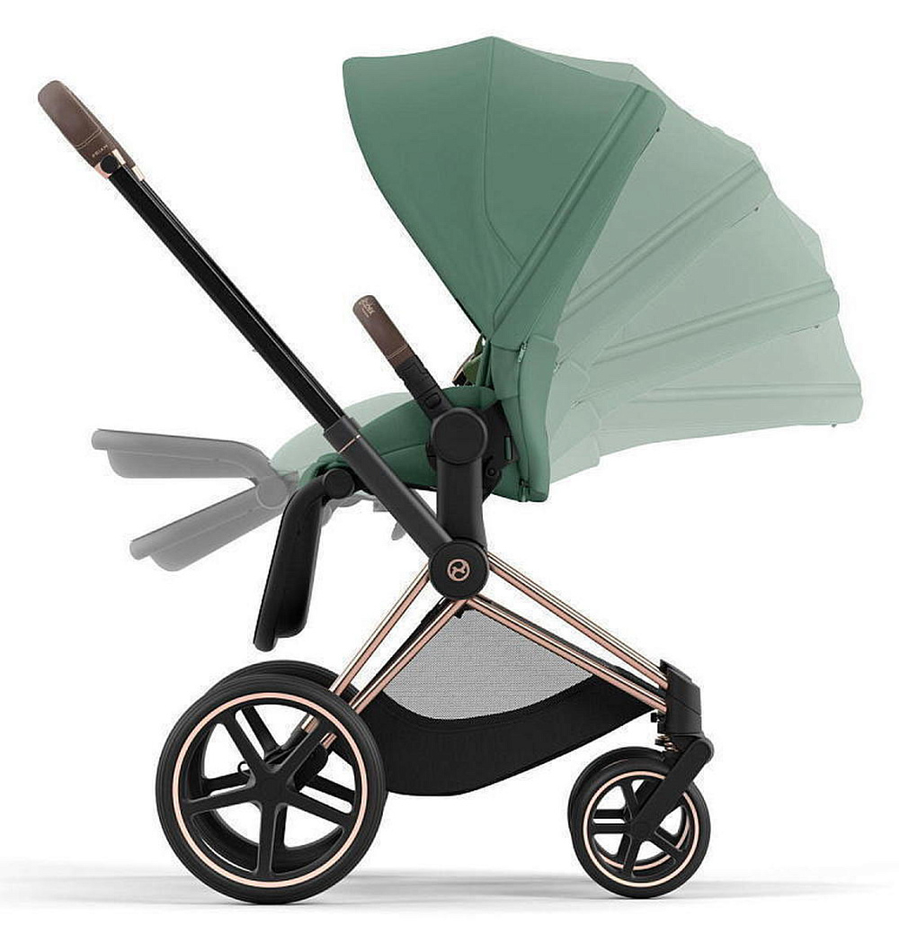 Коляска Cybex Priam IV Rosegold complete и автокресло Cloud G i-Size Ocean Blue Plus 3 в 1 Leaf Green
