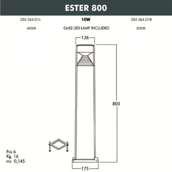 Наземный светильник Ester DS1.564.000.LXD1L Fumagalli