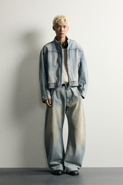 ZARA ДЖИНСЫ LOOSE BARREL FIT С ЭФФЕКТОМ VINTAGE, ГОЛУБОЙ