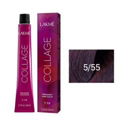 Lakme Collage Крем-краска для волос, 5/55 Светлый шатен интенсивный махагоновый, 60 мл