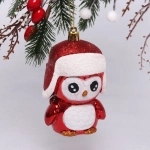 Ёлочная игрушка «Новогодний пингвин» 7*6*11 см, красный