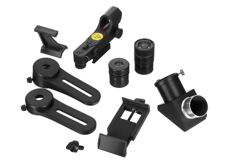 Телескоп Sky-Watcher MAK90 StarQuest EQ1, с коллимационными винтами - комплектующие детали, окуляры и крепления