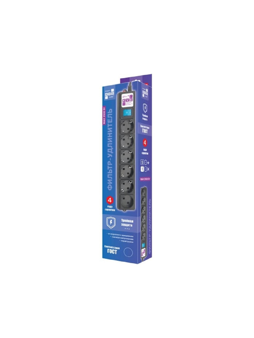Power Cube Фильтр-удлинитель 3м 6 р 16А SPG6-B3M (21888), черный