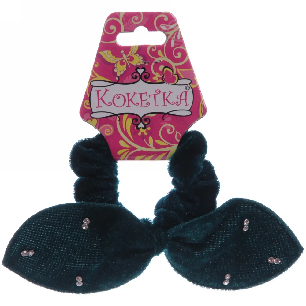 Резинка для волос 1шт «Кокетка-Velvet”, стразики, микс 6 цветов, d-6см