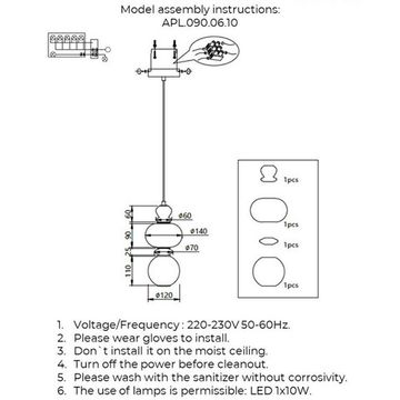 Светильник подвесной светодиодный 10W 3000K APL.090.06.10 черный/коричневый/серый Sebastin Aployt