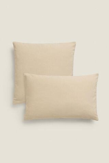ZARA HOME ЧЕХОЛ НА ПОДУШКУ С КОНТРАСТНЫМИ КРАЯМИ, КРЕМОВЫЙ