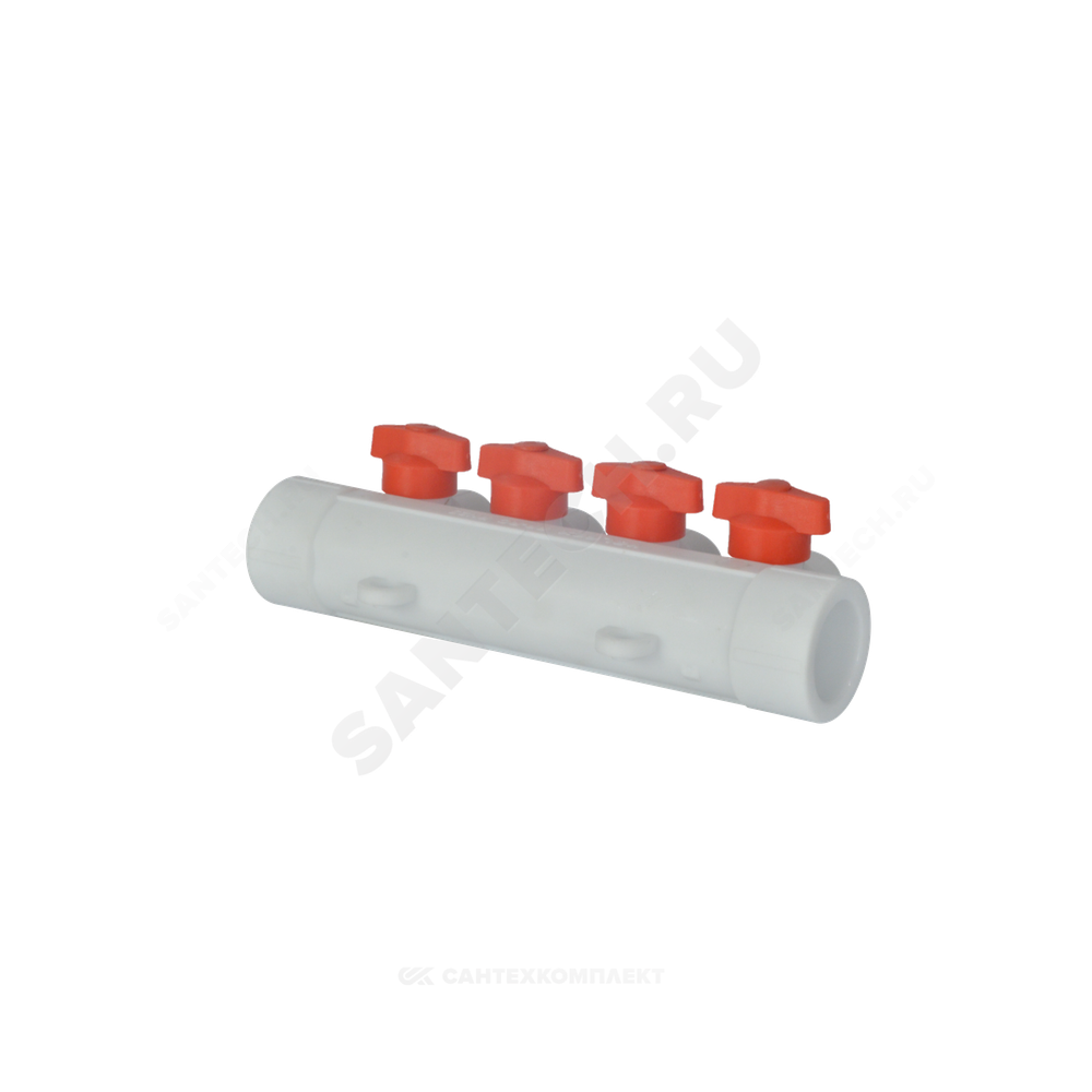 Коллектор PP-R белый Дн 32х20 на 2 выхода с кранами VALFEX 101133202