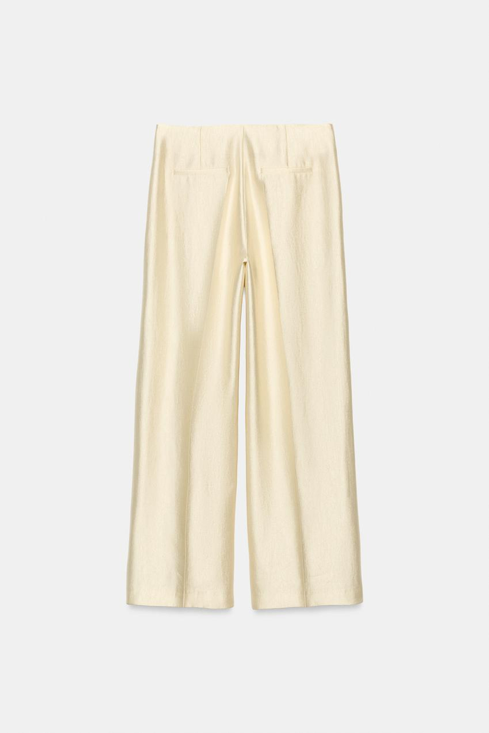 ZARA АТЛАСНЫЕ БРЮКИ ПРЯМОГО КРОЯ, ЭКРЮ