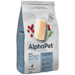 Сухой корм AlphaPet Монопротеин для кошек с белой рыбой - 1,5 кг