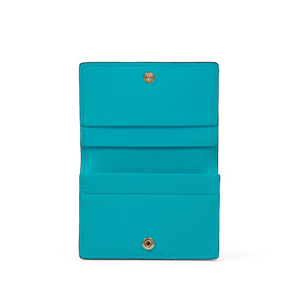 Smythson Картхолдер Folded Card Case with Snap Closure in Panama, Nile Blue