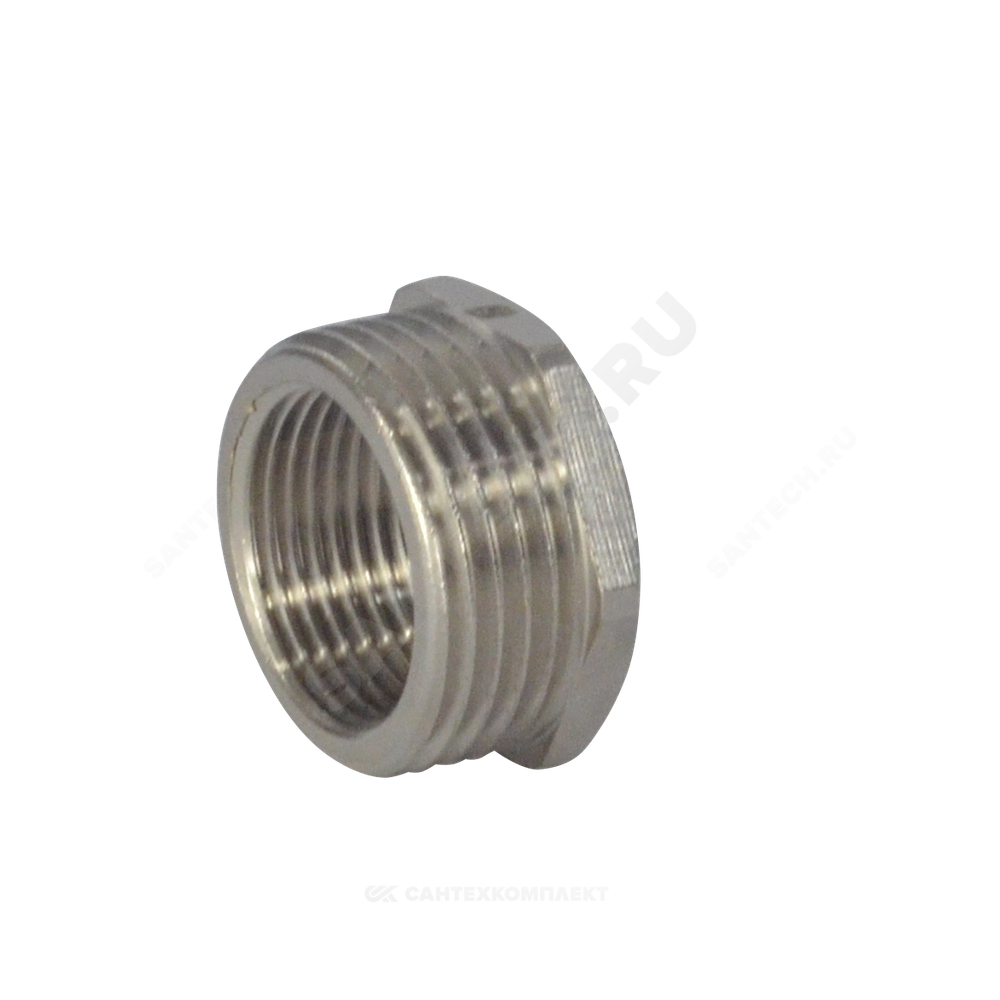 Футорка латунь никель Ду 20х15 (3/4"х1/2") НР/ВР SantechSystems