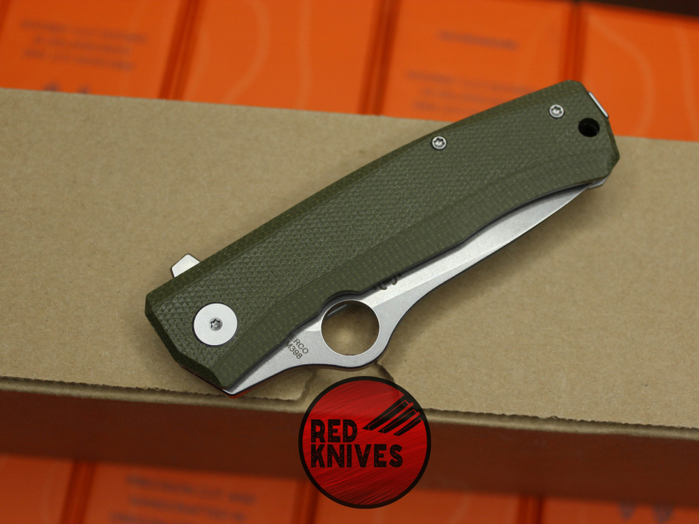 Нож Spyderco SpyMyto C265MTIP - микарта зеленая, плавник сьемный