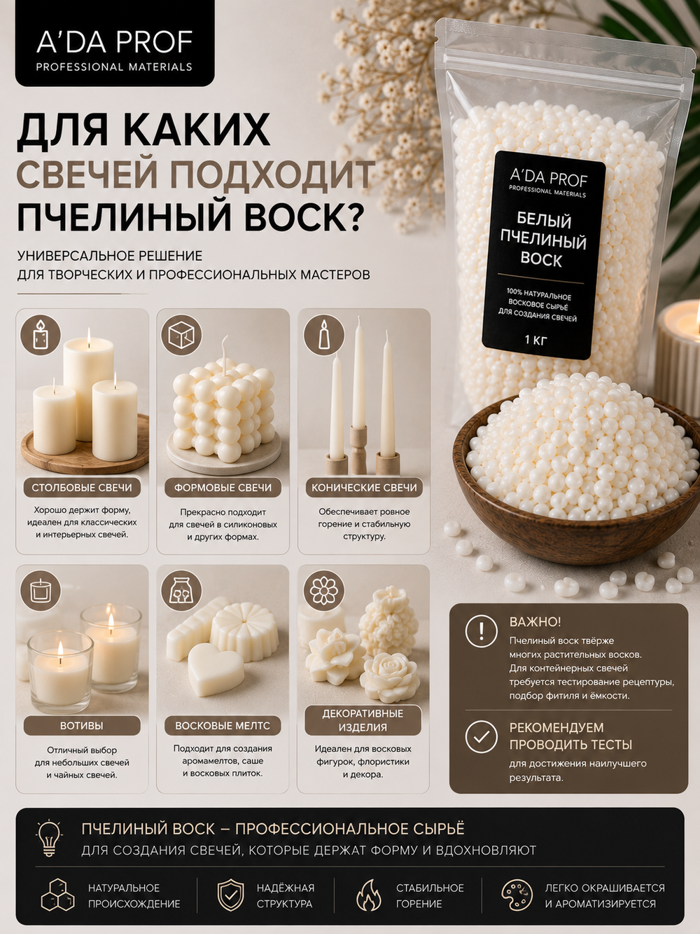 Воск для свечей пчелинный