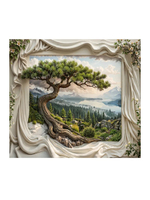 Фотообои 3D дерево и пейзаж долины реки и леса