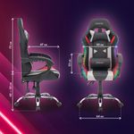 Кресло компьютерное CROMEX (КРОМЕКС) "Quantum GM-155 RGB", подсветка, две подушки, экокожа, черное/красное/серое, 532955