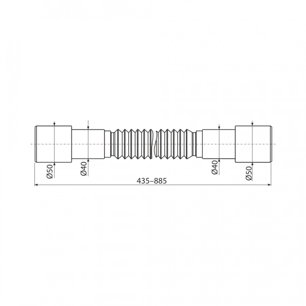 Труба гибкая Alcaplast A720  50(40)х50(40) 435-885мм