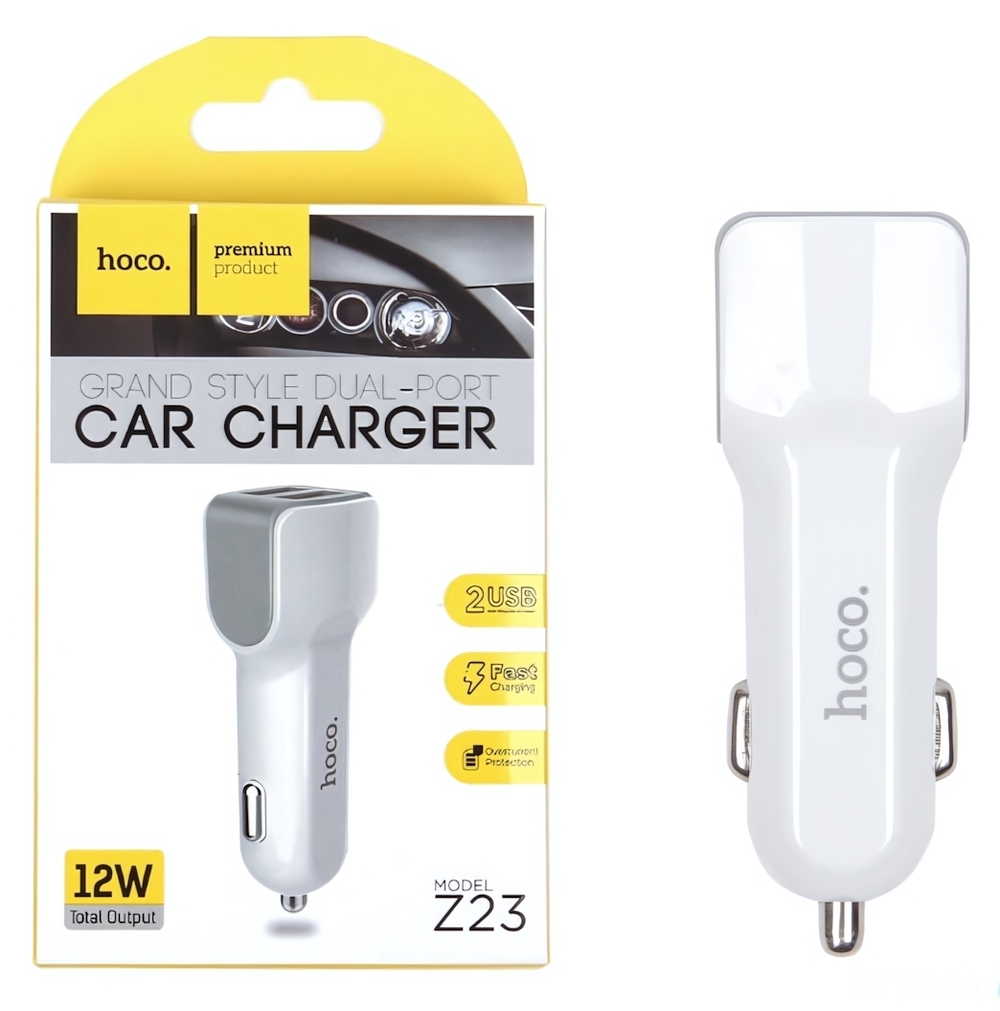 Автомобильное зарядное устройство HOCO Z23 2.4A 2xUSB White