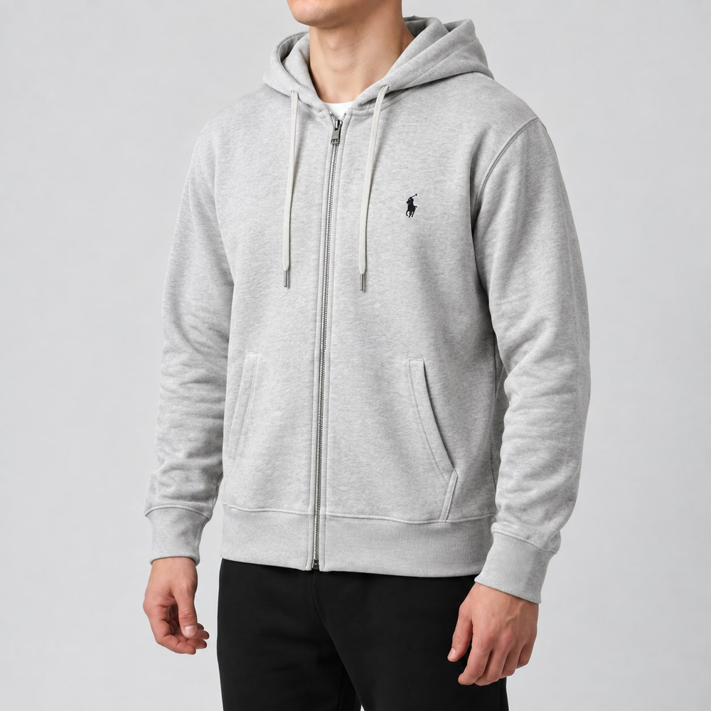 Худи Zip Ralph Lauren #5 • Светло-серый