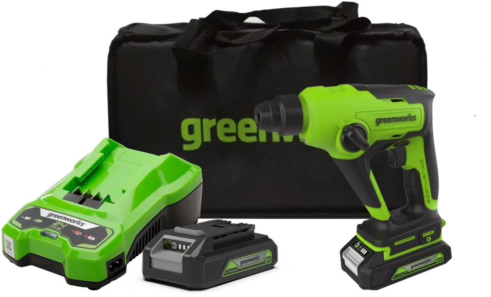 Перфоратор аккумуляторный бесщеточный GD24SDS1 GREENWORKS (3803107UA)