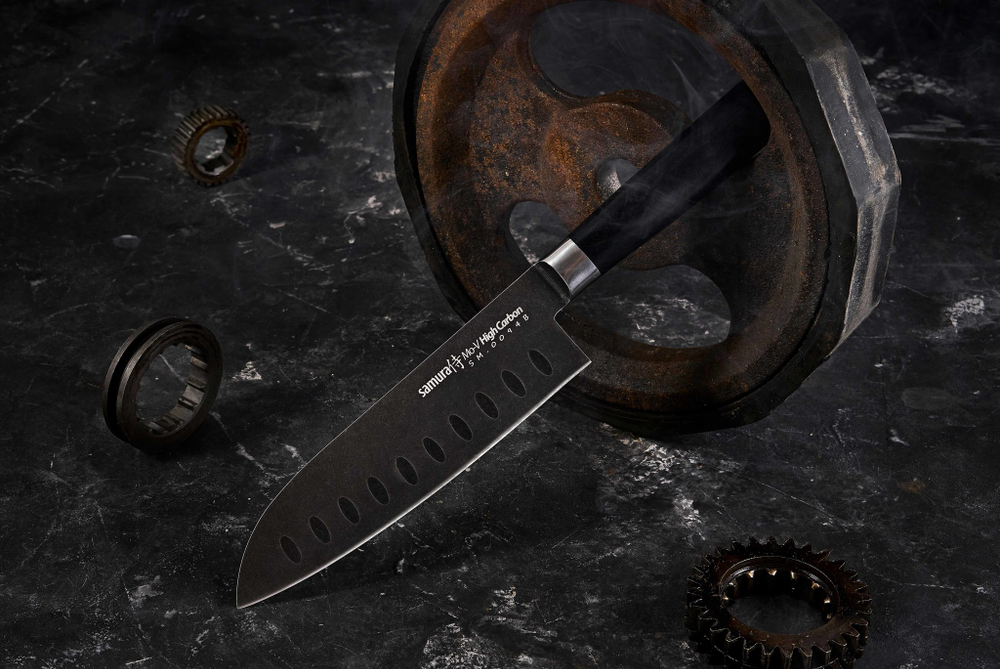 Нож кухонный Сантоку 18см Samura Mo-V Stonewash SM-0094B/K