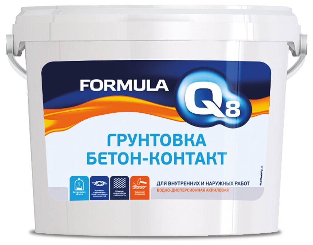 Грунтовка водно-дисперсионная Formula Q8 бетон-контакт, 6 кг