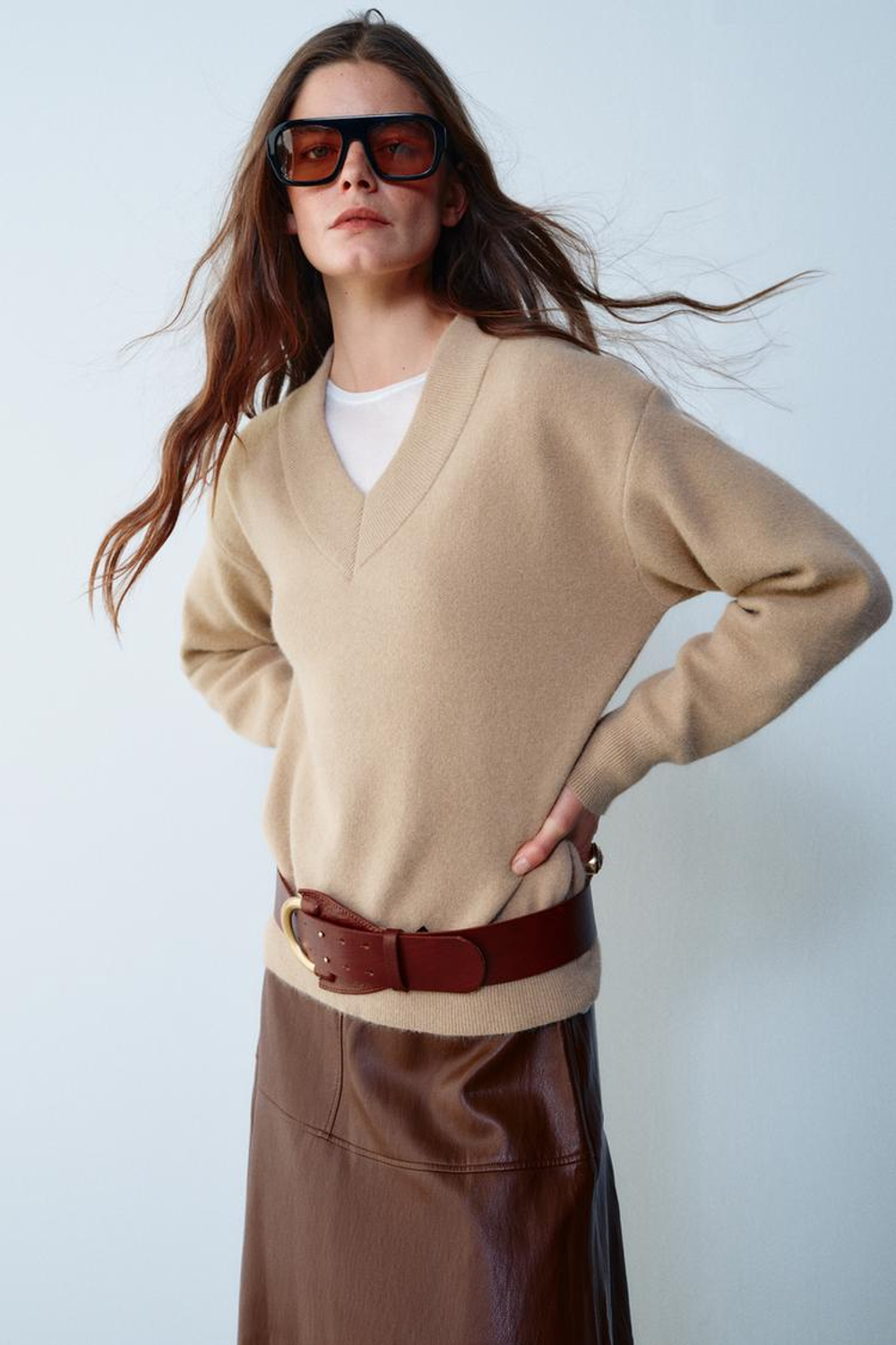 ZARA СВИТЕР ИЗ МЯГКОГО ТРИКОТАЖА, ПЕСОЧНЫЙ