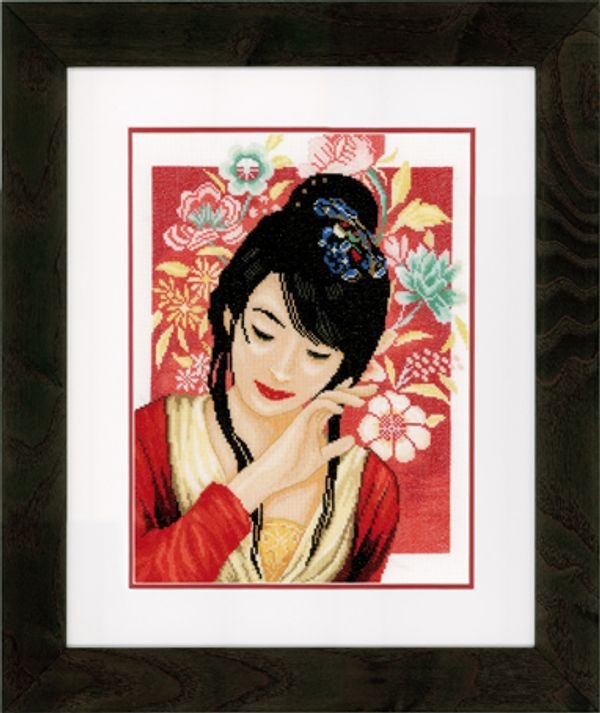 Набор для вышивания нитками Lanarte, Asian flower girl