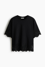 Хлопковая футболка с кружевом - H&M
