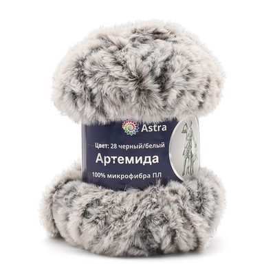 Пряжа Astra Premium (Астра Премиум) Артемида / уп.3 мот. по 100 г, 60 м, 28 черно-белый