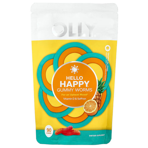 OLLY, Hello Happy®, жевательные червячки, тропические фрукты, 90 жевательных конфет