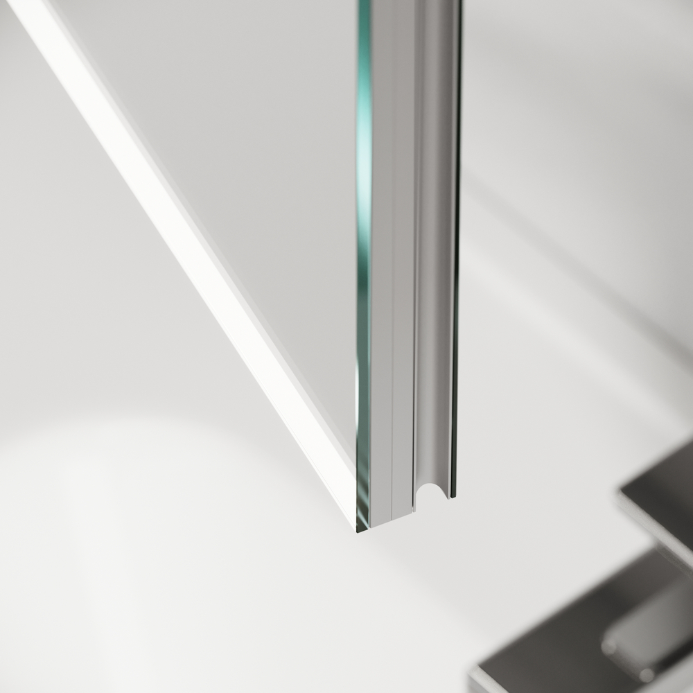Зеркальный шкаф для ванной комнаты из алюминия Sancos Evoke1000x700х136 мм с LED подсветкой, арт. SC80100