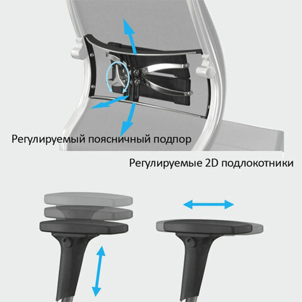 Кресло МЕТТА "ErgoLife" 10 B1-104D, хром, синхромеханизм, 2D-подлокотники, прочная сетка, черное